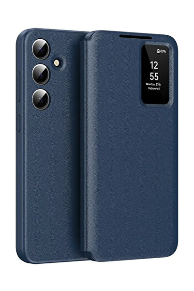 VERTEK Husa Piele Ecologica Flip Smart View Wallet pentru Galaxy A56 - Navy Blue