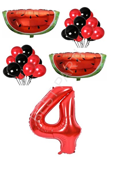 BEST PARTİ Kırmızı Karpuz Temalı Doğum Günü Parti Seti Yaş-4