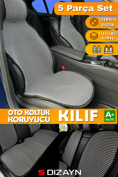 S Dizayn S-Dizayn Oto Koltuk Koruyucu Kılıf Set Çizgili Füme Beyaz Universal ...