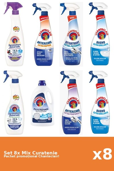 Chanteclair Set 8 Mix Curatenie Chanteclair: Bicarbonat, Clasic, Puternic, Pa...