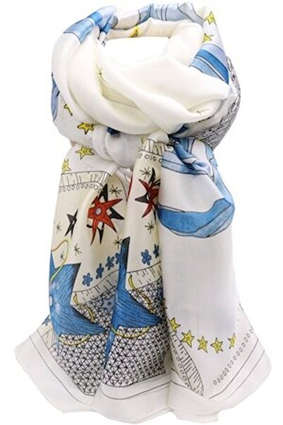 Hilldi Eșarfă supradimensionat pentru femei, poliester, imprimeu cu stele