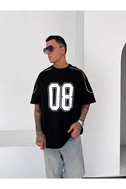 LUİS BUTİK 08 Oversize Unisex Tshirt Siyah