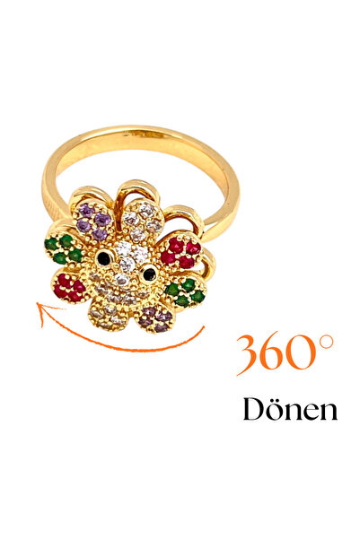 Siya Silver Steel Rotating Adjustable Zircon Stone Daisy Stress Ring