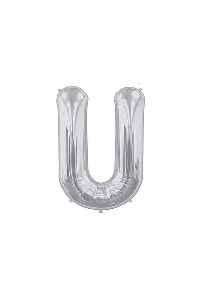 BEST PARTİ Large Size Silver Color 100 cm Letter U Foil Balloon