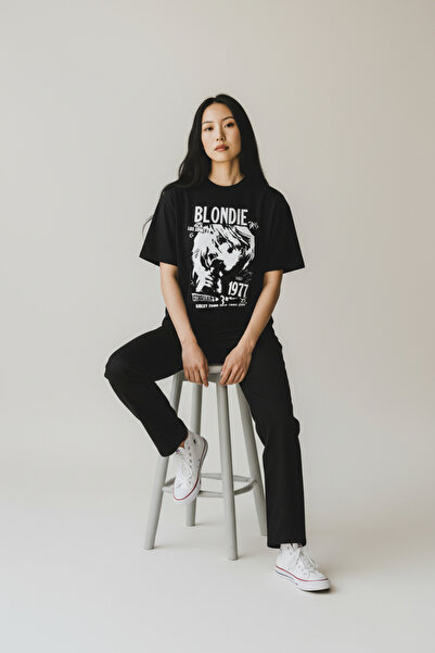Blondie Baskılı %100 Pamuk Unisex Oversize T-shirt Tişört