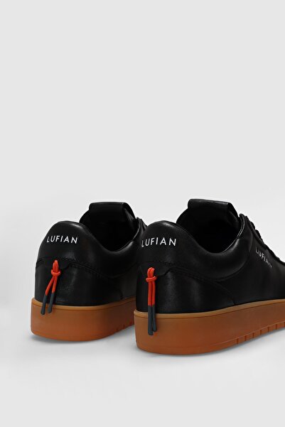 Lufian Pantofi sport casual confortabili din piele naturală, cu șireturi, pentru femei, negri