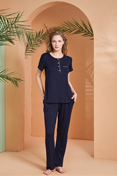 Pjs Pijama Pjs Women's Placket Buttoned Pajama Set 27068