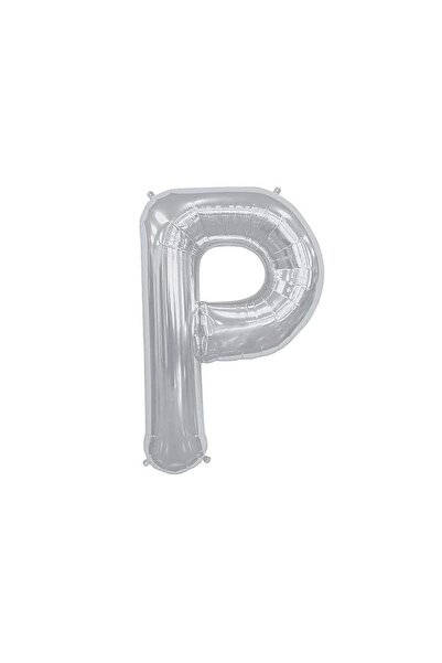 BEST PARTİ Large Size Silver Color 100 cm Letter P Foil Balloon