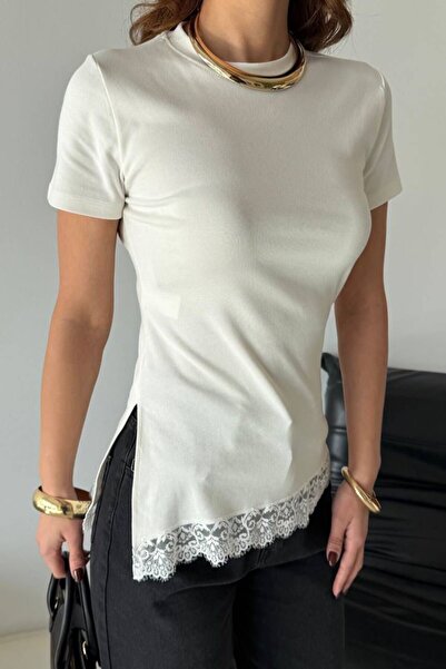 eBaa fashıon ΜΠΛΟΥΖΑ ΜΕ ΚΟΝΤΑ ΜΑΝΙΚΙΑ ΚΑΙ ΠΛΑΪΝΑ ΣΧΙΣΜΕΣ, Δαντέλα ΛΕΠΤΟΜΕΡΕΙΕΣ