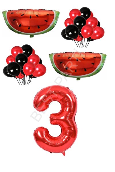 BEST PARTİ Kırmızı Karpuz Temalı Doğum Günü Parti Seti Yaş-3