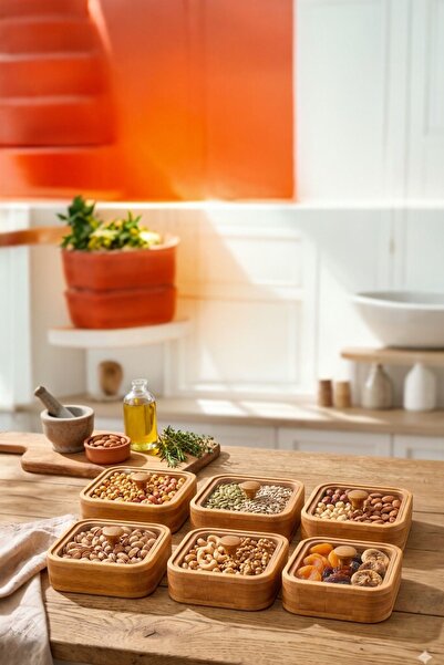 Akkoyunlu home Natural Bamboo Luxury 6-Piece Breakfast & Presentation Set – D...