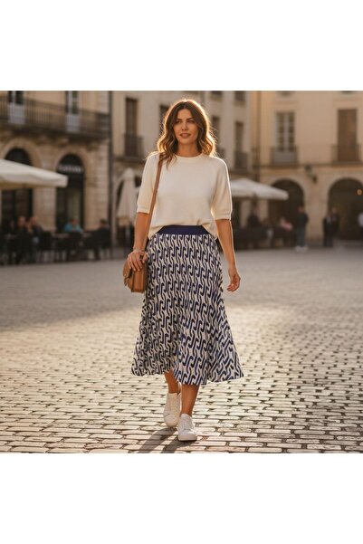 GÖMLEK GALERİSİ Diagonal Patterned Elastic Waist Chiffon Woven Digital Print ...