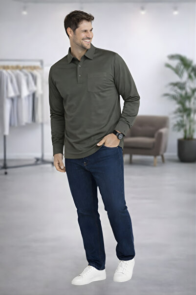 BayBayan Men's Interlock Fabric Basic Casual Shirt Collar Sweater