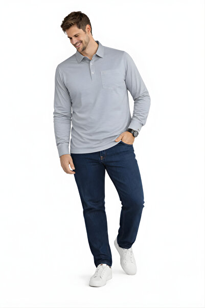 BayBayan Shirt Collar Long Sleeve Combed Cotton Sweater