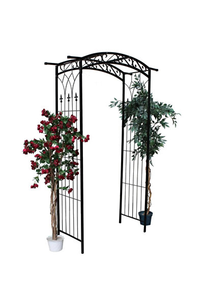 SERSIMO Pergolă metalică de grădină 105x46x215 cm, neagră