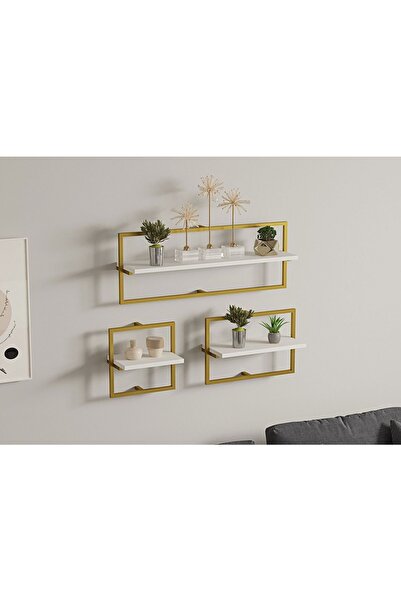 UnicUtil Rafturi perete, Smooth Finish, UnicUtil, 80 x 30 x 20 cm, Alb Auriu