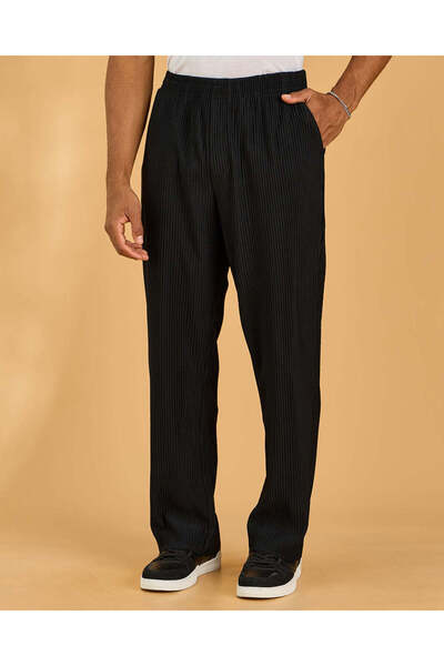 REDTAG بنطال رجالي أسود حافة مطاطية