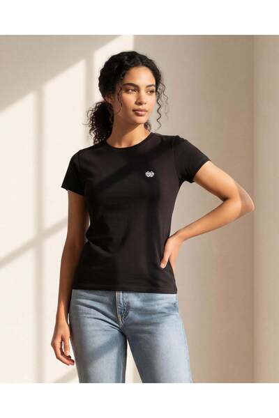 REDTAG Women Black Active T-Shirt
