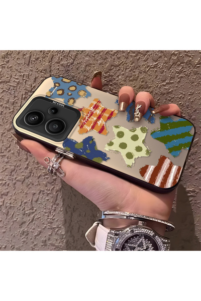 ARTISHELL Redmi Note 13 Pro Plus+ 5G Uyumlu Rengarenk Yıldız Desenli Şık Tele...