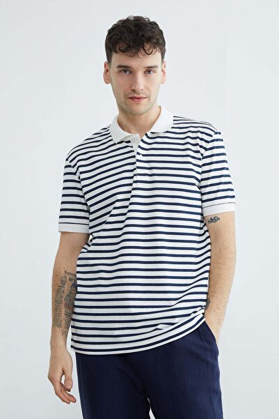 Fulla Moda Prugasto Polo izrez Sa dugmadima do pola Majica