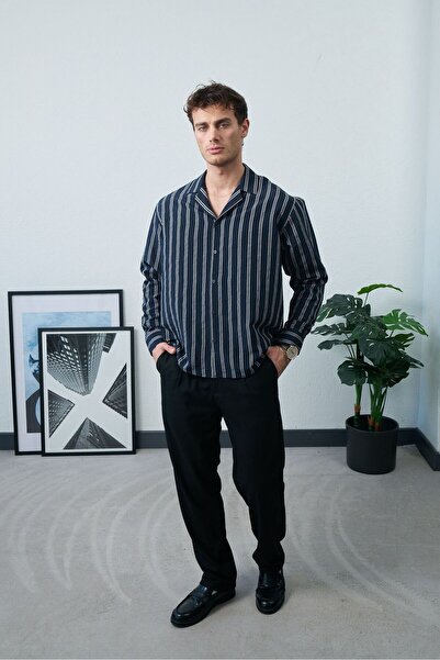TÜZeMEN Apaş Yaka Striped Shirt