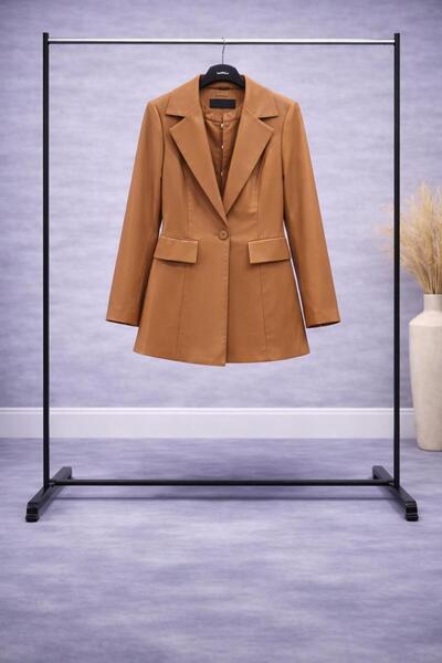 Ceremony Taba Deri Blazer Ceket