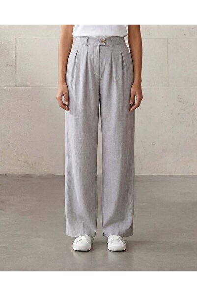 REDTAG Women Grey Wide Leg Casual Trousers