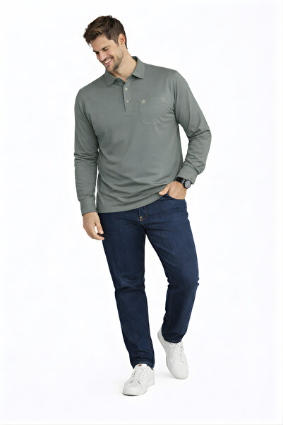BayBayan Shirt Collar Long Sleeve Combed Cotton Sweater