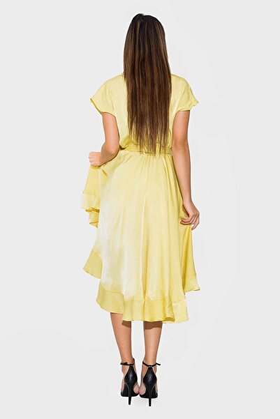 NYMPHA CLOTHING Flared Midi Dress with Ruffled, Yellow, Palace XS/S