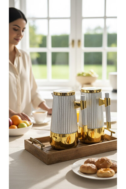 saif Mian Chrome Gold Thermos Set from Al Saif Company