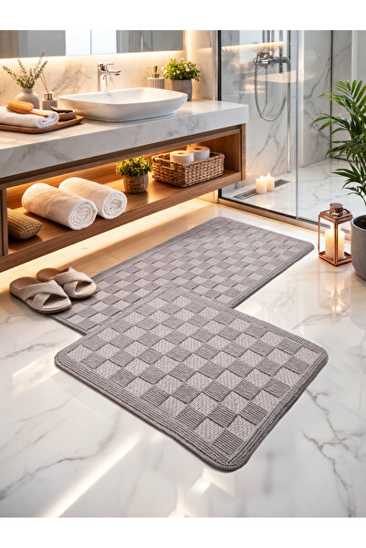 Myevilla Premium Natural Pamuk Kupatilski otirač Set Protivklizno Tkano Baza ...