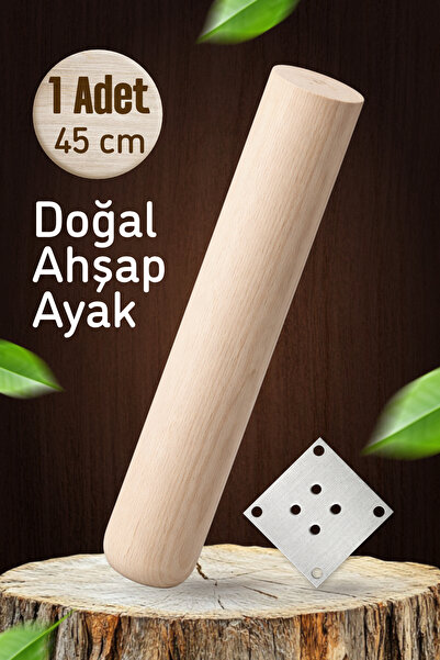 Badem10 Bohem 45cm (1 Adet) Doğal Ahşap Boyasız Silindir Sehpa Ayağı - (1 Ade...