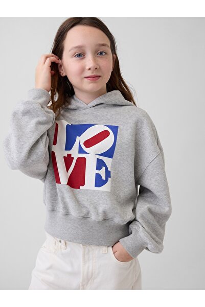 GAP Kız Çocuk Gri Robert Indiana Love Sweatshirt