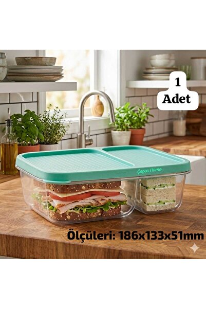 ÇEÇEN HOME (1 Piece) 2-Compartment Storage Container with Lid, Food Storage C...