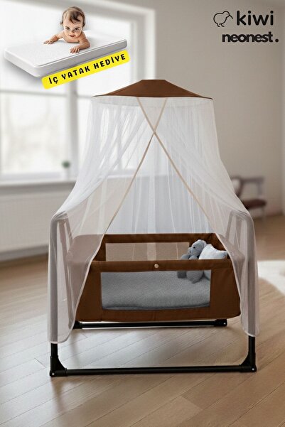 Kiwi Neonest Anne Yanı Cibinlikli Ve Tenteli, Sallanır. Keten , Portatif Sepe...