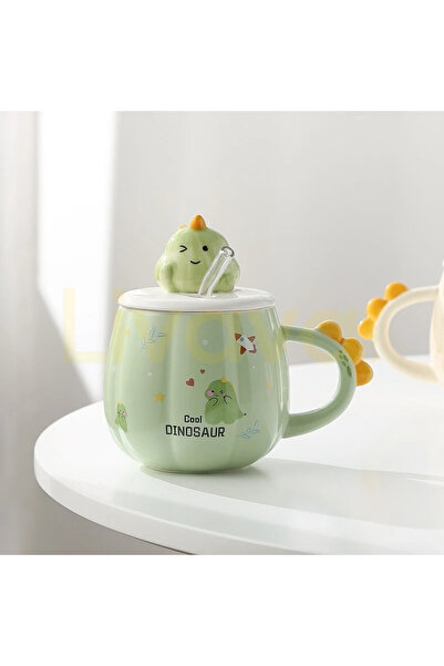 Livava 3D Dinosaur Figured Ceramic Mug with Lid and Straw Special Design Cute...