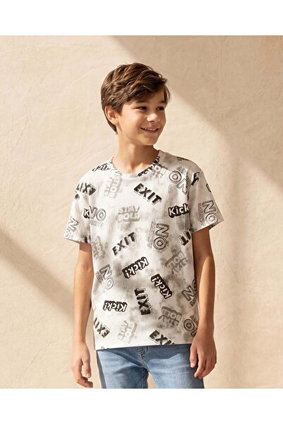 REDTAG Senior Boys White Printed T-Shirt