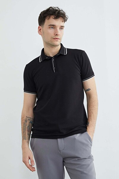 Fulla Moda Με ριμπ Μπλουζάκι με γιακά πόλο και μισό κούμπωμα