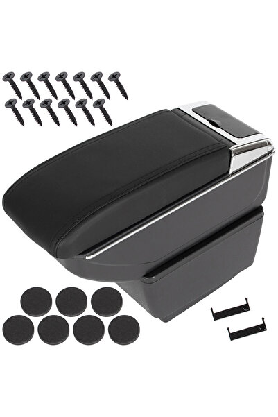 Farex Skoda FABIA III 14-22 armrest with storage compartment BLACK LEATHER + ...