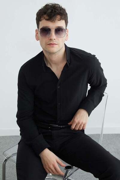 Fulla Moda Prugasta dugme-dole košulja