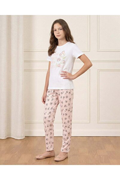 REDTAG طقم بيجاما وردي بأكمام قصيرة مكون من قطعتين للبنات في المرحلة الثانوية