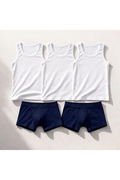 MARİA CALZE Men's Luxury Underwear Set 3 White Undershirts 2 Boxers Groom's P...