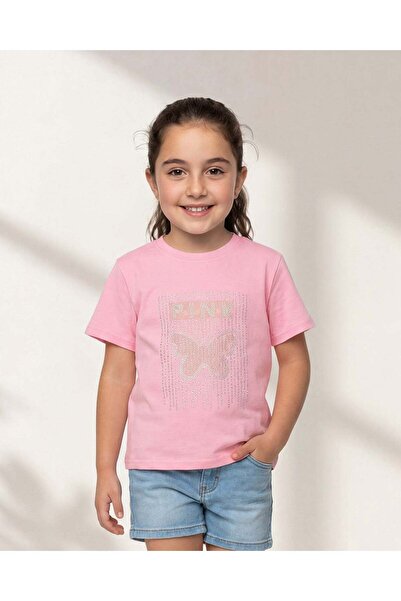 REDTAG Girls Pink Embellished T Shirt