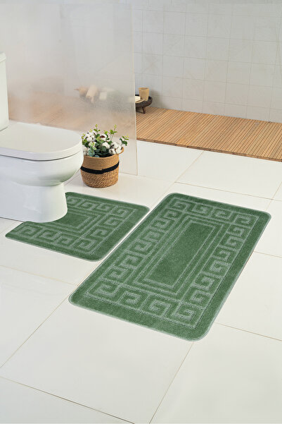 Moda Dekor Standart Alma Yeşil 50x80-50x40cm 2'li Banyo Paspası | Yıkanabilir...