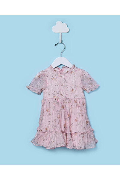 REDTAG فستان شيفون وردي مطبوع بالكامل للفتيات الصغيرات