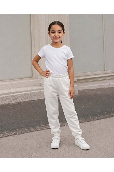 REDTAG Girls White Plain Track Pants
