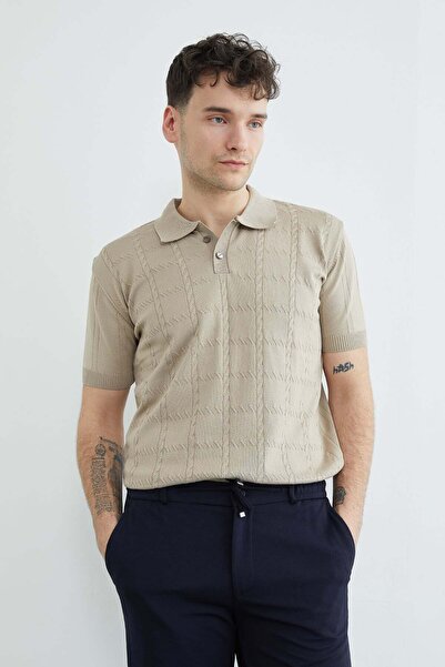 Fulla Moda Πλεκτό μπλουζάκι με λαιμόκοψη πόλο Με σχέδιο