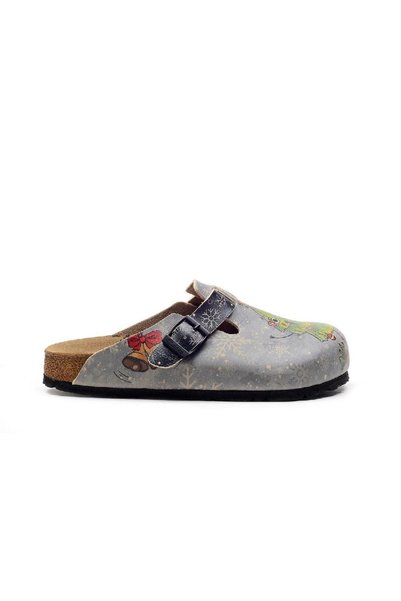 Mundos Women's Vegan Leather Gray Slipper - Santa Claus - Cal3412