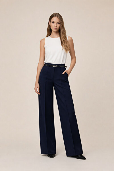 HAKKE Yüksek Bel Çift Kemerli Palazzo PANTOLON