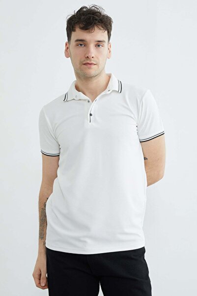 Fulla Moda Με ριμπ Μπλουζάκι με γιακά πόλο και μισό κούμπωμα